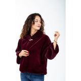 KürkZone Kadın Şık Ithal Broşlu Fox Kürk Kaban - S - Bordo