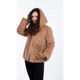 KürkZone Kadın Yumuşacık Peluş Kürk Kaban - 38 - 40 - Kahverengi