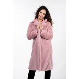 KürkZone Kadın Yumuşacık Peluş Kürk Kaban - 46 - 48 - Gül Kurusu