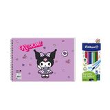 Kuromi 17*25 15 Yp. Spiralli Resim Defteri - Pelikan 12li Silgili Kuru Boya 2'li Set 3