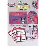 Kuromi 21 Parça Premium Kırtasiye Seti, Çıtçıt Dosya, 4'lü Silgi