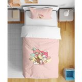 Kuromi 3D Dijital Baskılı Tek Kişilik Kız Çocuk Çarşafsız Nevresim Takımı - Pudra - 160 x 220 cm