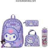 Kuromi 4 Lü Okul Seti(Termoslu Beslenme- Çift Göz Kalemlik-Çanta- Suluk) Özel Seti
