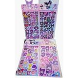 Kuromi 4 Lü Pırıltılı Stickers Seti Renkli Desenler ile Kırtasiye Ürünleri İçin