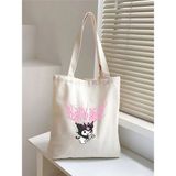 Kuromi Anime Y2k Çanta, Kalın Tote Bag Bez Çanta, Pinterest Çanta, Kitap Çantası - 10D-Krem