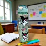 Kuromi Figürlü Sevimli Pipetli Çocuk Suluğu - Okul Matarası 600ML