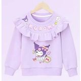 Kuromi İçi Sardonlu Kalın Kışlık Şirin Lilamsı Mor Yaka Detaylı Sweatshirt Yumuşacık Sıcacık 8-10 Yaş
