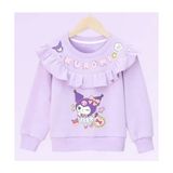 Kuromi Içi Sardonlu Kalın Kışlık Şirin Lilamsı Mor Yaka Detaylı Sweatshirt Yumuşacık Sıcacık - Lila - Mor - 6 - 8 Yaş