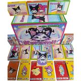 Kuromi Karakter Oyun Kağıtları 10 Mini Kutu 60 Kart + 10 Sticker | Şeker ve Mini Oyuncak Hediyeli - 01P-Pembe