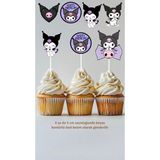 Kuromi Konsept Kürdanlı Cupcake Süsü Doğum Günü Süsü *20'li Kalın Kağıt