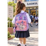 Kuromi Lisanslı Çocuk İlkokul Çantası Mor 3 Gözlü Okul İçin Sırt Çantası Modeli 40 X 28 X 15 Cm