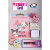 Kuromi Lisanslı Sekreterlik, Kokulu Mum, Metal Organizer, Küp Bloknot, Para Çantası, Çanta Süsü Anahtarlık Seti