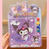 Kuromi Puzzle Dıy Kendin Yap Boz Sulu Boya Seti 2 Sayfa Boyama Sticker Yapışkanlı Boncuk Hediyelik