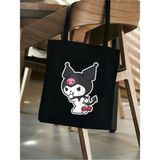Kuromi Siyah Kanvas Tote Bag Bez Çanta, Pinterest Çanta, Kitap Çantası - 10D-Krem