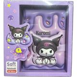 Kuromi Sukuşi Squishy Mıknatıs Yumuşak Kapak Çizgili Ayraçlı Spiralli Defter Okul Ofis Lüx Hediyelik