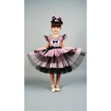 Kuromi Taç Aksesuarlı Pullu Baskılı Doğum Günü Kız Elbise 3/10 Yaş - Pembe - 9 Yaş