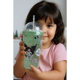 Kuromi Temalı Suluk Pipetli Buzlu Cam Görünümlü 450 ml Çift Katman Mika Su Şişesi 2647 Yeşil - Karışık - 1