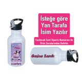 Kuromiii Baskılı Pipetli Kancalı Metal Suluk 600ML. Beyaz - 10