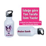 Kuromiii Baskılı Pipetli Kancalı Metal Suluk 600ML. Beyaz - 12