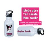 Kuromiii Baskılı Pipetli Kancalı Metal Suluk 600ML. Beyaz - 1