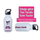 Kuromiii Baskılı Pipetli Kancalı Metal Suluk 600ML. Beyaz - 20