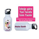 Kuromiii Baskılı Pipetli Kancalı Metal Suluk 600ML. Beyaz - 27