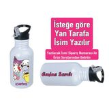 Kuromiii Baskılı Pipetli Kancalı Metal Suluk 600ML. Beyaz - 28