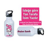 Kuromiii Baskılı Pipetli Kancalı Metal Suluk 600ML. Beyaz - 38