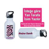 Kuromiii Baskılı Pipetli Kancalı Metal Suluk 600ML. Beyaz - 44