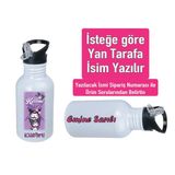 Kuromiii Baskılı Pipetli Kancalı Metal Suluk 600ML. Beyaz - 45