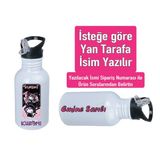 Kuromiii Baskılı Pipetli Kancalı Metal Suluk 600ML. Beyaz - 49