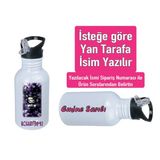 Kuromiii Baskılı Pipetli Kancalı Metal Suluk 600ML. Beyaz - 52