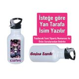 Kuromiii Baskılı Pipetli Kancalı Metal Suluk 600ML. Beyaz - 55