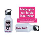 Kuromiii Baskılı Pipetli Kancalı Metal Suluk 600ML. Beyaz - 56
