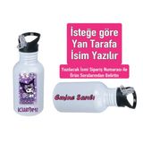 Kuromiii Baskılı Pipetli Kancalı Metal Suluk 600ML. Beyaz - 57