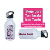Kuromiii Baskılı Pipetli Kancalı Metal Suluk 600ML. Beyaz - 58