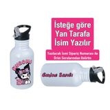 Kuromiii Baskılı Pipetli Kancalı Metal Suluk 600ML. Beyaz - 59