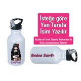 Kuromiii Baskılı Pipetli Kancalı Metal Suluk 600ML. Beyaz - 5