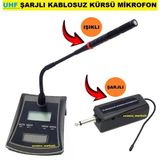 Kürsü Mikrofon Kablosuz - Uhf - Şajlı - Işıklı