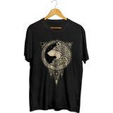 Kurt Baskılı Unisex Tişört - Siyah - M
