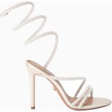 Kurt Geiger Carvela 105 Spiral Heels Denim Lüks Tasarım Kadın Topuklu Ayakkabı - Beyaz
