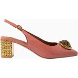 Kurt Geiger Chelsea Block Slingback Rugan Lüks Tasarım Kırmızı Topuklu Ayakkabı - Koyu Pembe
