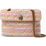 Kurt Geiger Classy Gold Tweed Mini Kensington %100 Deri Tasarım Kadın Omuz Çantası - Çok Renkli