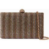 Kurt Geiger Crystal Kensington Taşlı Lüks Tasarım Kadın Clutch Çanta - Kahverengi