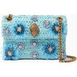 Kurt Geiger Kensington Raffia Effect Mini Zincir Askılı Kadın Çapraz Çanta - Pastel Mavi
