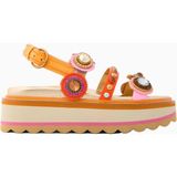 Kurt Geiger Octavia Slingback Platform %100 Deri, Modern Kadın Topuklu Sandalet - Turuncu