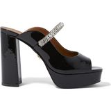 Kurt Geiger Yüksek Topuklu Siyah Deri Peep-Toe Sandalet