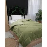 Kurt Homeware %100 Pamuk Çift taraflı Wellsoft Peluş Kışlık Yorgan Yastık kılıfı ve Lastikli Çarşaf - 155 x 215 cm - Haki