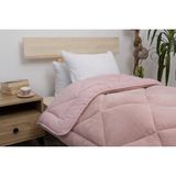 Kurt Homeware %100 Pamuk Çift taraflı Wellsoft Peluş Kışlık Yorgan Yastık kılıfı ve Lastikli Çarşaf - Pudra Pembe - 155 x 215 cm