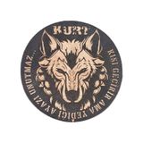 Kurt Kışı Ama Yediği Ayazı Unutmaz -yuvarlak Deri Peç - Arma - Wolf Leather Patch Bej